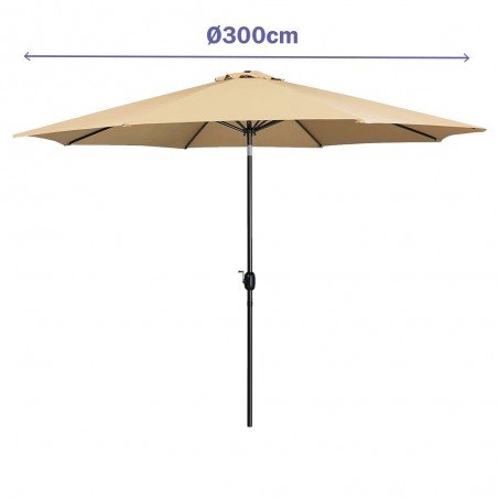 Marbueno Sombrilla Acero 8 Varillas D300 cm Polyester Marron Jardin, Piscina y Terraza 10485