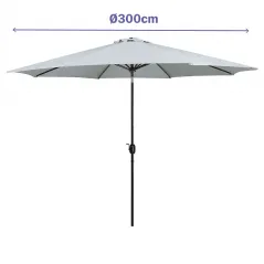 Marbueno Sombrilla Acero 8 Varillas D300 cm Polyester Blanco Jardín MARBUENO SUMMER 10487