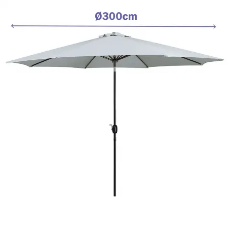 Marbueno Sombrilla Acero 8 Varillas D300 cm Polyester Blanco Jardín MARBUENO SUMMER 10487