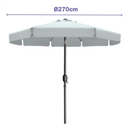 Marbueno Sombrilla Acero 270 cm Polyester Blanco Jardin y Terraza MARBUENO SUMMER 10489