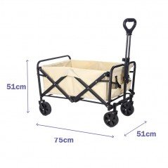 Marbueno Carro Plegable Acero 100 KG Beige Playa y Camping 75X44X76 cm 10481