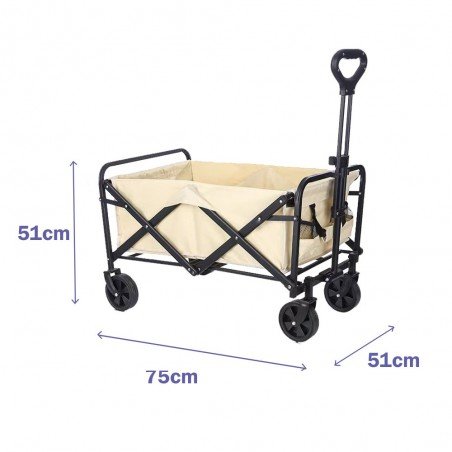 Marbueno Carro Plegable Acero 100 KG Beige Playa y Camping 75X44X76 cm 10481