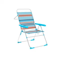 Marbueno Silla Plegable 5 Posiciones Aluminio Rayas Playa 59X61X97 cm MARBUENO SUMMER 10464
