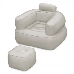 Inflatable Armchair with Footrest Bestway Beige and Green