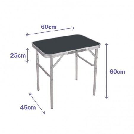 Mesa Plegable Gris Aluminio 60x45/60 cm MARBUENO SUMMER 10012G