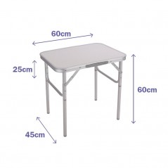 Mesa Plegable Blanca de Aluminio 60X45X25/60 cm MARBUENO SUMMER 10012B