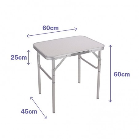 Mesa Plegable Blanca de Aluminio 60X45X25/60 cm MARBUENO SUMMER 10012B