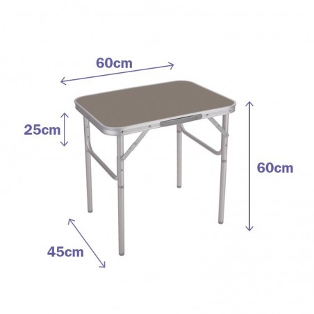 Mesa Plegable Marrón de Aluminio 60X45/60 cm para Camping y Playa MARBUENO SUMMER 10012M