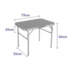 Marbueno Mesa Plegable Gris Aluminio Diametro de Tubo 25 cm Camping y Playa 75X55X25/60 cm MARBUENO SUMMER 10013G