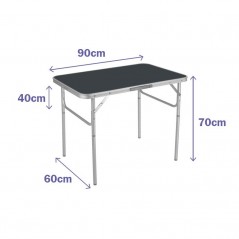 Mesa Plegable de Aluminio Gris 90X60X39/70 cm MARBUENO SUMMER 10014G