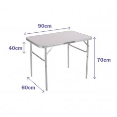 Mesa Plegable Blanca de Aluminio 90x60 cm para Camping y Playa MARBUENO SUMMER 10014B