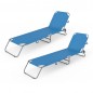 Marbueno Pack de 2 Tumbona Plegable Acero Azul Playa y Piscina 187X55X24 cm MARBUENO SUMMER 10022X2