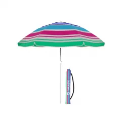 Sombrilla Nylon Acero Con Funda Rayas Azul, Rosa y Verde 140 cm Jardin, Playa MARBUENO SUMMER 10092R2