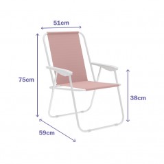 Marbueno Silla Plegable Surtido Color Rosa Acero Playa y Piscina 59X51X75 cm MARBUENO SUMMER 10169RS