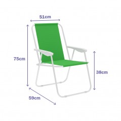 Marbueno Silla Plegable Color Verde Acero Playa y Piscina 59X51X75 cm MARBUENO SUMMER 10169V