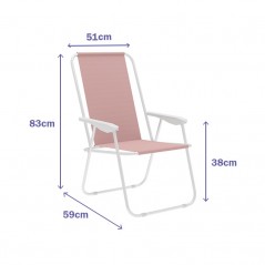 Marbueno Silla Plegable Color Rosa Acero Playa y Piscina 59X51X83 cm MARBUENO SUMMER 10170RS