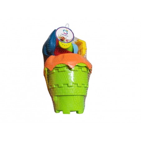 Marbueno Conjunto Cubo de Playa con Accesorios Color Verde 29x13 cm Playa MARBUENO SUMMER 10323V