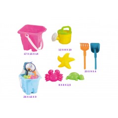 Marbueno Conjunto Cubo de Playa con Accesorios Color Azul 26x16 cm Playa MARBUENO SUMMER 10324AZ