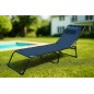 Folding Steel Lounger with Cushion for Garden and Pool