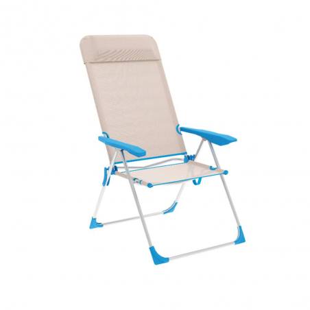 Marbueno Folding Chair 5 Positions Aluminum Beige/Blue