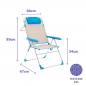 Marbueno Folding Chair 5 Positions Aluminum Beige/Blue