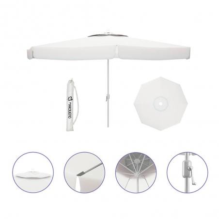 Sombrilla Aluminio D300 cm Polyester Blanca para Jardín MARBUENO SUMMER 10184