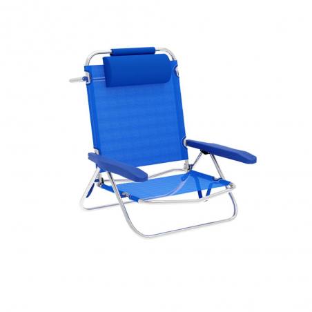 Marbueno Silla Plegable 5 Posiciones Aluminio Cojin Azul Playa 61X68X82 cm MARBUENO SUMMER 10243