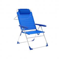 Marbueno Silla Plegable 5 Posiciones Aluminio con Cojin Azul Playa y Piscina 67X66X99 cm MARBUENO SUMMER 10247