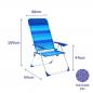 Marbueno Silla Plegable 5 Posiciones Aluminio con Cojin Rayas Azules Playa y Piscina 69X58X109 cm MARBUENO SUMMER 10248