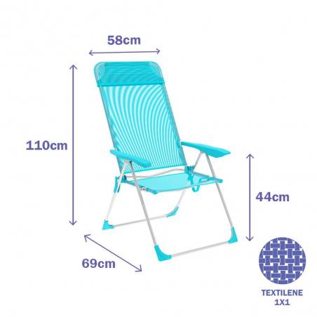 Marbueno Folding Chair 5 Positions Aluminum Aquamarine