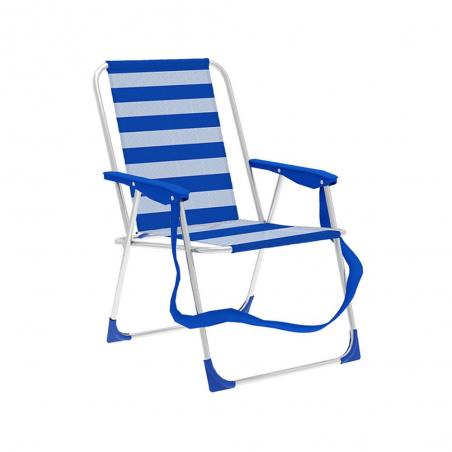 Marbueno Folding Chair Aluminum Blue and White Stripes