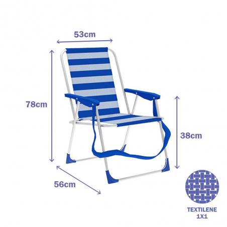 Marbueno Folding Chair Aluminum Blue and White Stripes