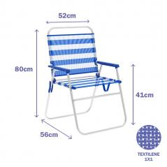 Blue and White Striped Aluminum Folding Chair