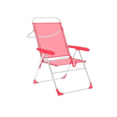 Silla Plegable 5 Posiciones Aluminio Coral Marbueno Summer