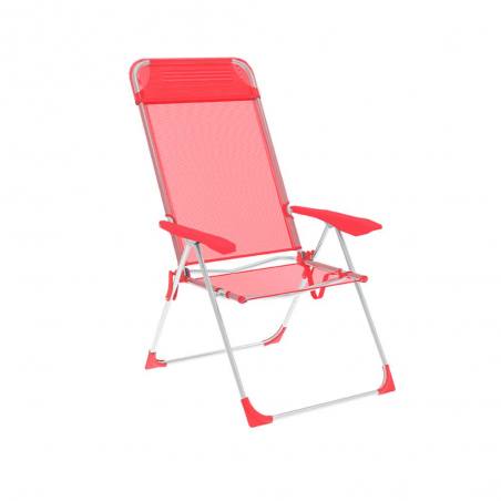 Marbueno Silla Plegable 5 Posiciones Aluminio con Cojin Coral