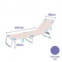 Tumbona Plegable Aluminio Beige Playa y Piscina Marbueno