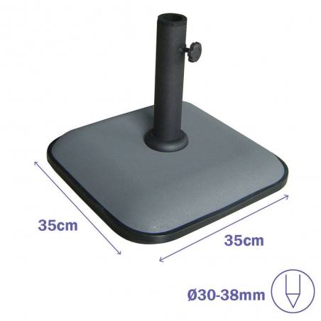 Marbueno Base Sombrilla Cuadrada Cemento 35X35X5 cm 11KG Gris