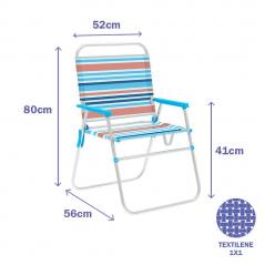 Marbueno Folding Chair Aluminum Orange and Blue Stripes