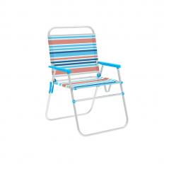 Marbueno silla plegable aluminio rayas naranjas y azules