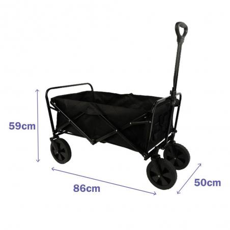 Carro Plegable Acero 150 KG Negro Playa y Camping Marbueno