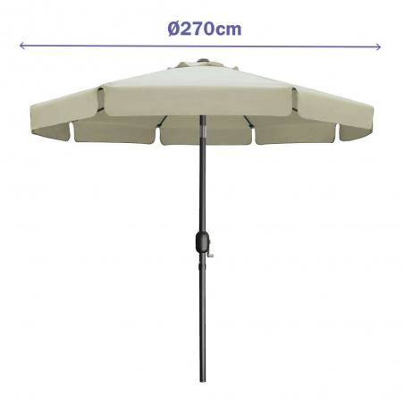 270 cm Steel Umbrella in Beige for Garden