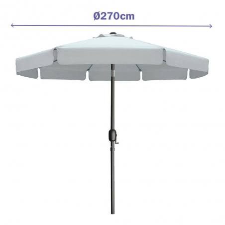 Marbueno 270 cm Steel and Polyester White Umbrella