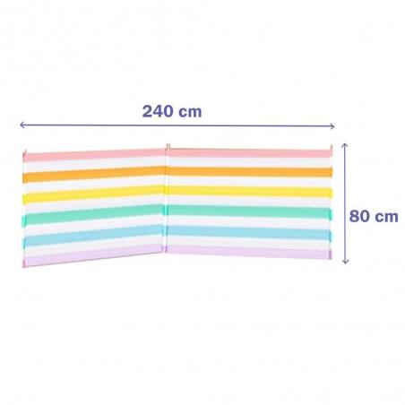 Marbueno Paraviento 3 Palos Acero Multicolor 240X80 Playa Piscina Jardin