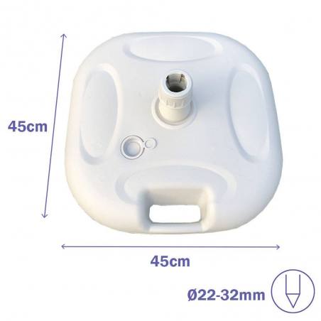 Marbueno Base Sombrilla Plástico 45x45x14 cm 20L Blanco