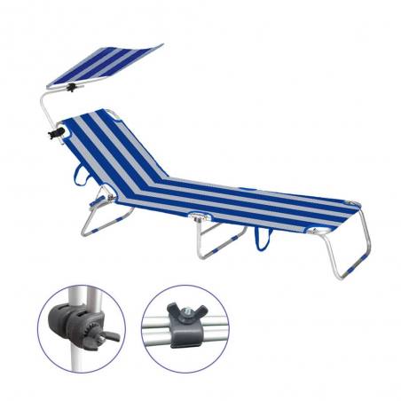 Parasol inclinable Marbueno rayas azules y blancas