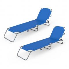 Marbueno Pack de 2 Tumbona Plegable Acero Azul Oscuro Playa