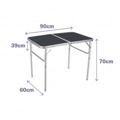 Mesa Plegable Gris Aluminio 90X60X39/70 cm Camping Marbueno