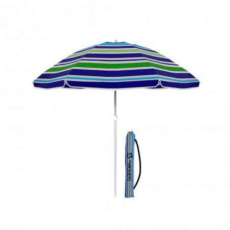 Marbueno Sombrilla Oxford Aluminio Con Funda Rayas Azul, Blanco y Verde 160 cm Jardin, Playa y Piscina MARBUENO SUMMER 10108RY1