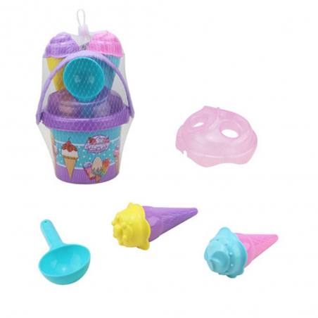 Conjunto de balde Marbueno com acessórios roxo 22x15 cm praia