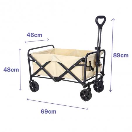Carro Plegable Acero 100 KG Beige Playa y Camping MARBUENO SUMMER